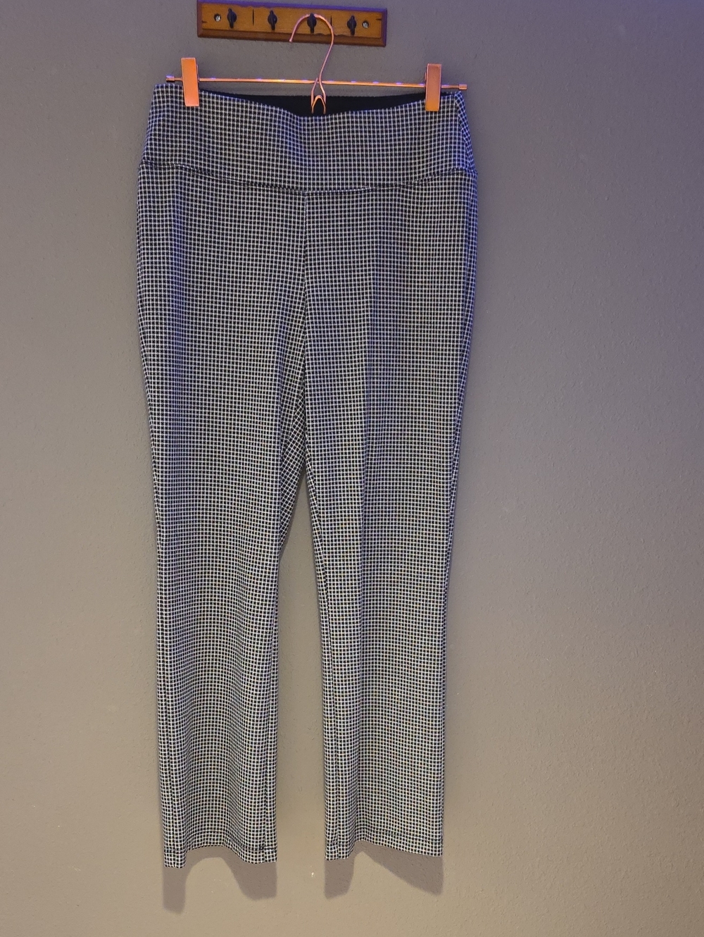 Nine West Black & White Check Boot-Cut Pull-On Pants